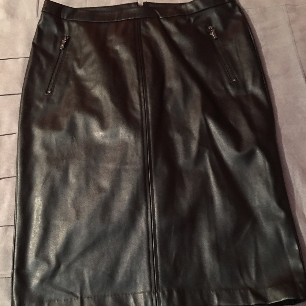 Rafella Black Pleather Skirt
